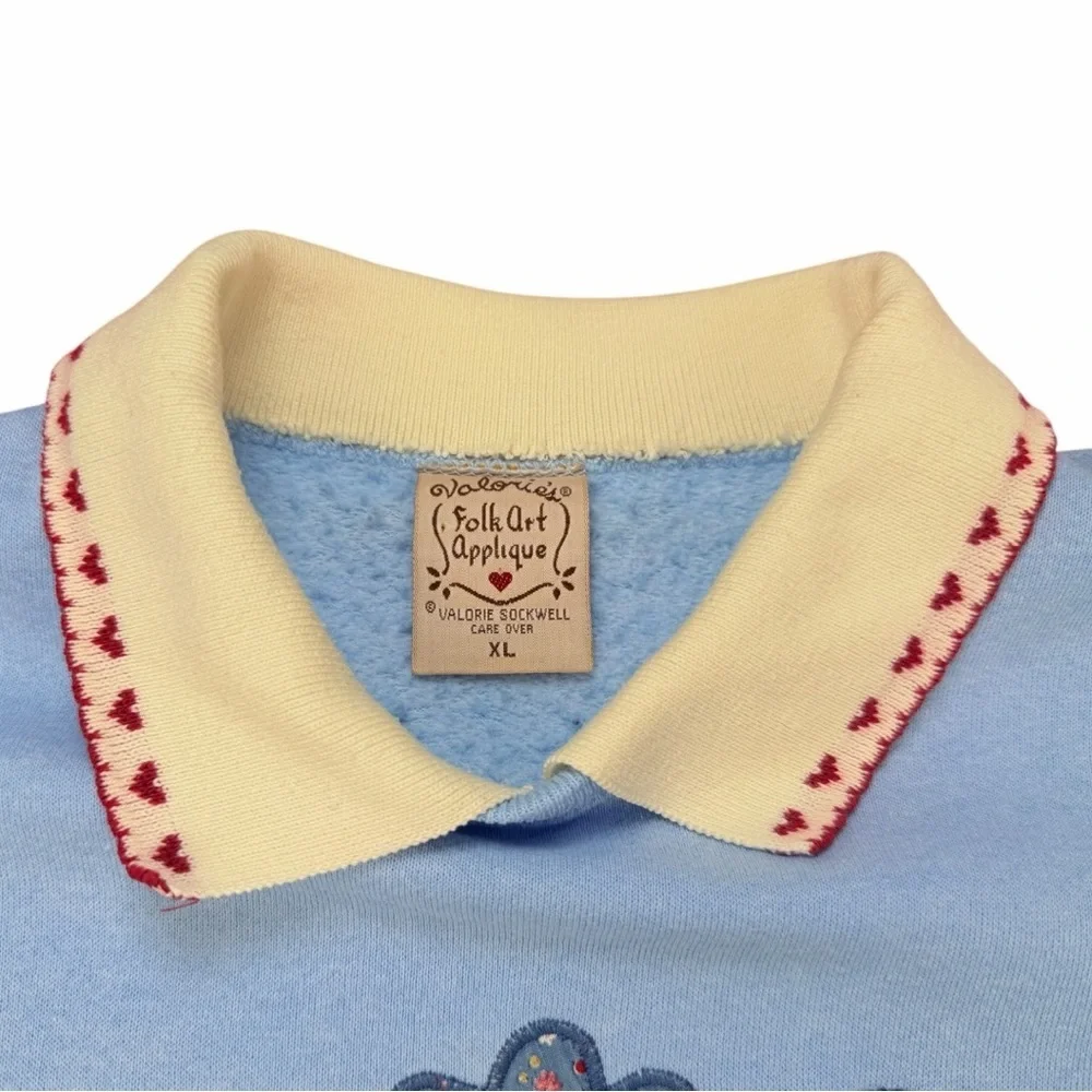 Vintage Folk Art Appliqué Granny Core Embroidered Women’s Sweater Size XL
